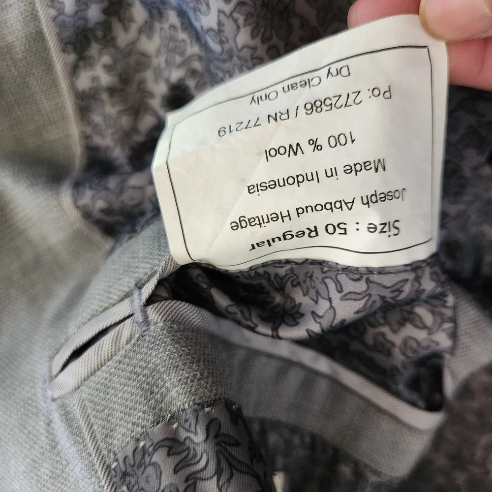 Joseph Abboud Heritage Mens 50R Windowpane Super 120s Wool Blazer Sport Coat